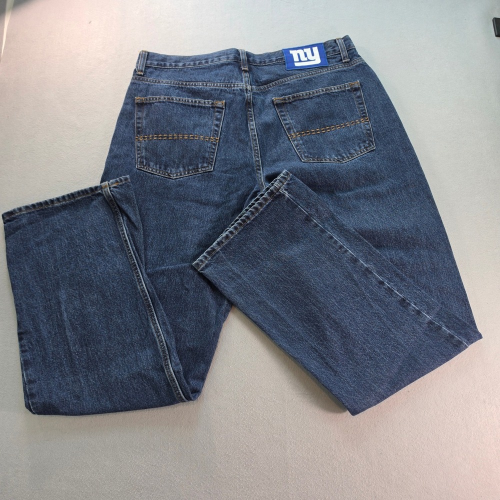 NFL NY Giants Tailgater Relaxed Mens Jeans Blue Denim Size 34x32 Gameday Y2K